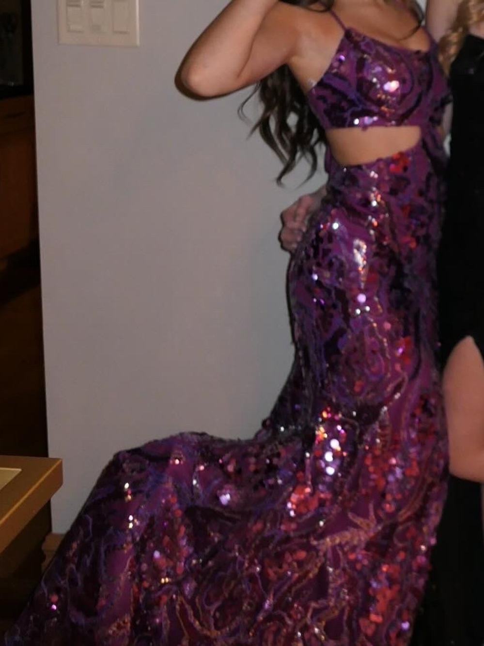Jasz Couture Purple Sequin Evening Dress (Label Shown)